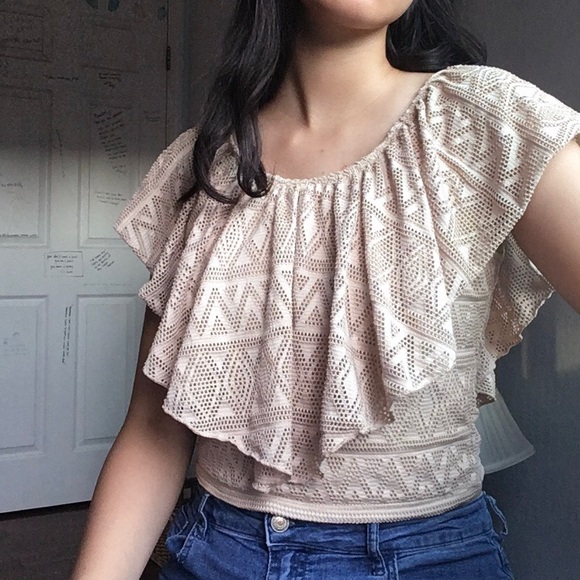 Beige Off the Shoulder Top - Picture 2 of 4